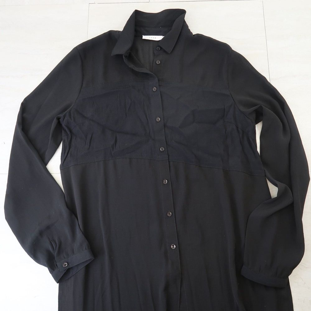 Lush Women's Black Long Sleeve Maxi Dress Size M Sheer Light